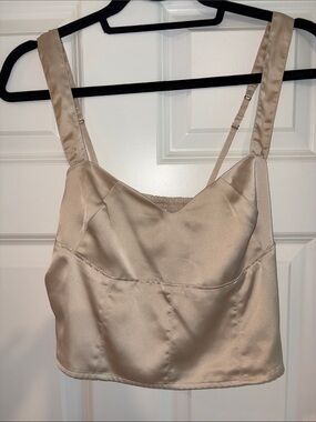 Abercrombie & Fitch Champagne Satin Crop Top